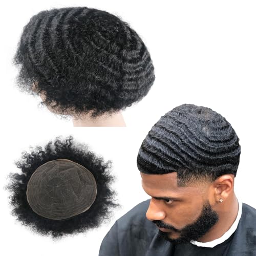 lumeng Toupee Afro Mens Wig Weave Hair Unit 12mm Wave
