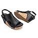 PARTY Womens Wedge Sandals With Strap for Dressy Ladies Sandals Casual 3 Inch Wedge Black