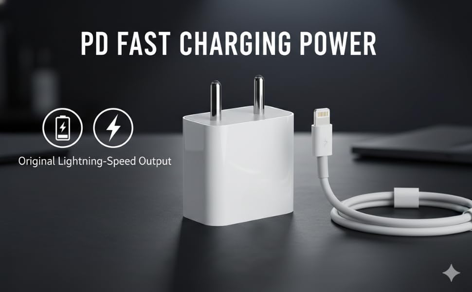 Image of YISHU 20W PD Fast Charger Combo with Type-C to Port-Speed Cable Compatible for 12 13 14 Series | Original Charging Speed (White)
