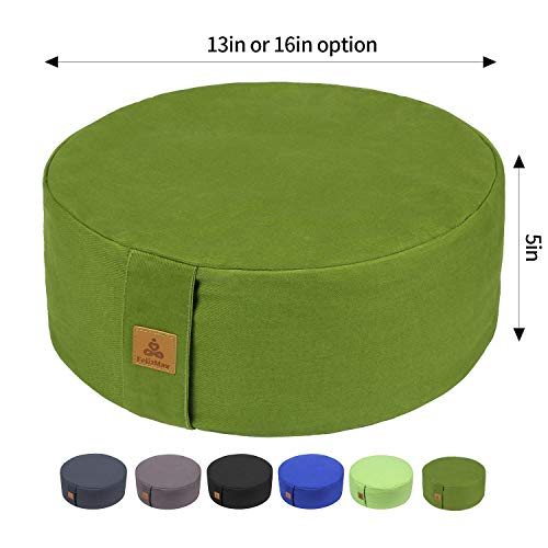 Zafu Buckwheat Meditation Cushion, Round zabuton Meditation Pillow, Yoga Bolster, Floor Pouf, Zippered