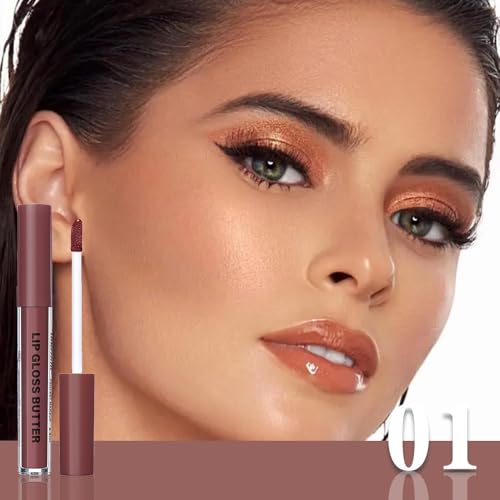 Image of Browm Honey Butter Lip Stain Tinted Lip Gloss, Shine Moisturizing Plumper Liquid Lipstick for Women,Natural Nourishing Hydrating Lip Balm for Dry Lips,Lightweight Lip Liner Care Makeup,Vegan #1