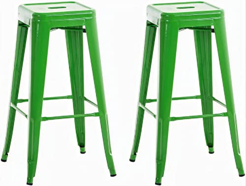 Taburetes Altos de Cocina con Respaldo Verde Marca CLP