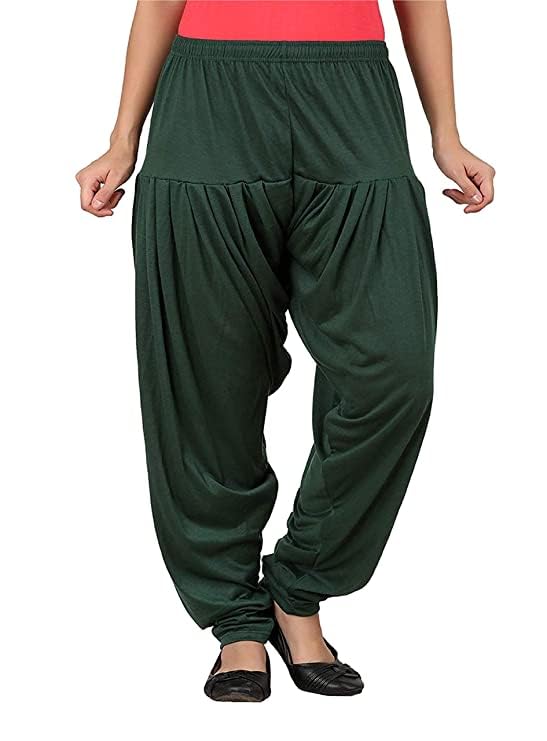 Image of Ultra Soft Rayon Viscose Solid Attractive Pleated Pattern Casual wear Patiala Pants for Womens