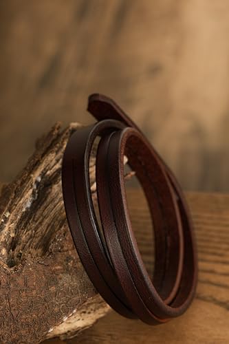 HAQUIL Artisanal Multi-Wrap Brown Leather Bracelet with Vintage Metal Accents for Men4