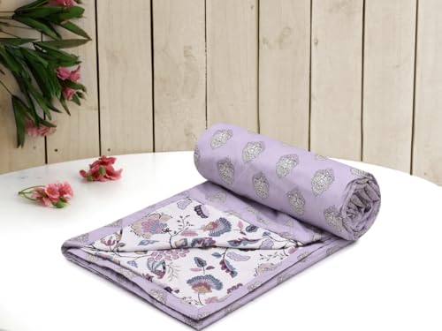 Image of Amazon Brand - Umi Cotton Comforter Dohar Blanket for Double Bed | 160 TC AC Blanket 84x96 | Three Layer Lightweight Soft Quilt | Elegant Floral Design