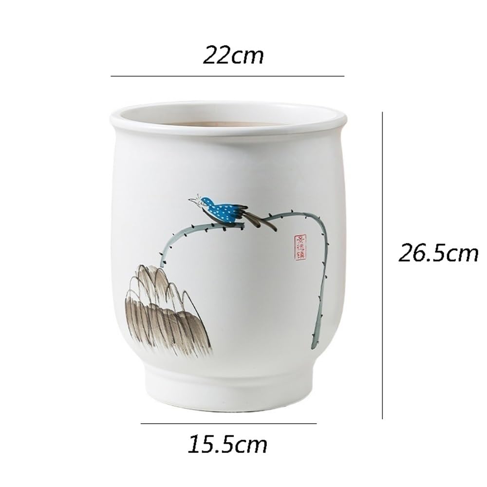 Doniczka ogrodnicza Ceramiczna doniczka na kwiaty biurko w stylu chińskim, do użytku domowego, biała, wysokiej klasy, dekoracja wejścia, zielona rośliny