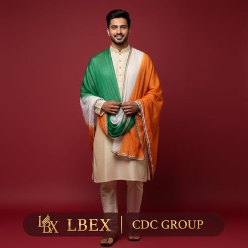 Image of Saffron, White and Green Chunni for Men, Women and Girls, Republic Day, Independence Day, Festivals and Cultural Events