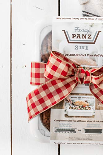 Fancy Panz 2-in-1 Dress Up & Protect Your Foil Pan, Made in USA, Fits 2 size of foil pans. Foil Pan & Serving Spoon Included. Hot or Cold Food. Stackable for easy travel. BPA free (White) - Thumbnail 6