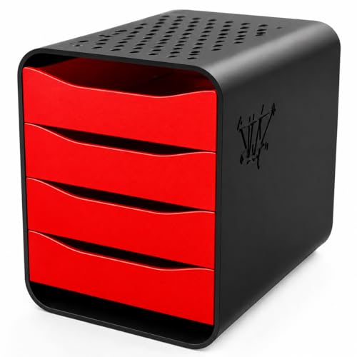 Image of 4 Tray Storage Box for 2.5 inch HDD /SSD Stacker Enclosure | External SATA Hard Drive Dock | Stackable Shockproof HDD Caddy | RAID Storage Rack for Desktop Backup & Data Organization,Enclosure ONLY (RED)