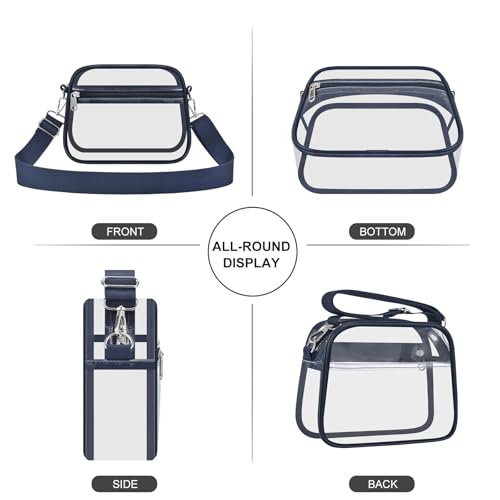 Image of Clear Bag for Stadium Events Clear Sports Fan Handbags Purses with Adjustbale Strap for Concerts Festivals Game Day