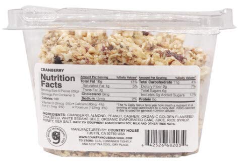 Miniatura 7 de Country House Variedad de bocadillos de nueces (8 unidades) con chía y linaza, ingredientes naturales y fáciles de leer, sin sabores artificiales o