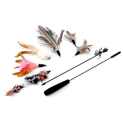 Conjunto de varinhas de brinquedo para gatos Tehaux brinquedo interativo de gato, pena de gato, refi