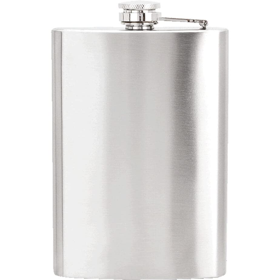 Iktu Hip Flask 235ml Plain Stainless Steel , Easy Pour, Leakproof, Attached Screw-On Cap