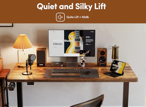 BANTI 55\'\' Standing Desk, Electric Stand up Height Adjustable Home Office Table, Sit Stand Desk with Splice Board, Rustic Brown