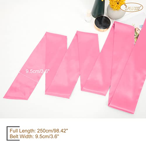JASGOOD Women Sash Belt for Bow Dress Long Satin Waist Belt for Wedding Party Special Occasion 3.7" Width4