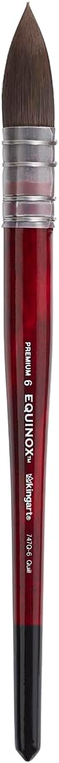 KINGART Equinox 747Q-6 Quill Paintbrush for Watercolor, Gouache, Inks, & Dyes, Size 6, Short Handle