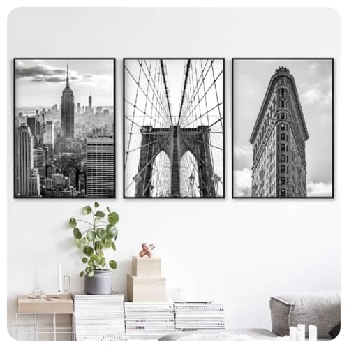 Toile New York Noir et Blanc 40x50cm Idée Décoration pour Habiller un Grand Mur Vide de Salon