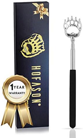 Back Scratcher, Bear Claw Telescopic Back Massager Tool with Soft Rubber Handles, Extendable Telescope Backscratcher Eliminating Back Itching for Both Human and Pets (Black)