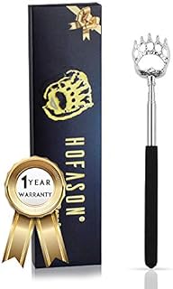 Back Scratcher, Bear Claw Telescopic Back Massager Tool with Soft Rubber Handles, Extendable Telescope Backscratcher Eliminating Back Itching for Both Human and Pets (Black)