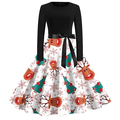 Luadnysin Kleider Weihnachtskleid Rotes Kleid Damen Abendkleid Langarm Ballkleider Lang Winter Weihnachten Wollkleid Ball Glitzer Cocktailkleid...