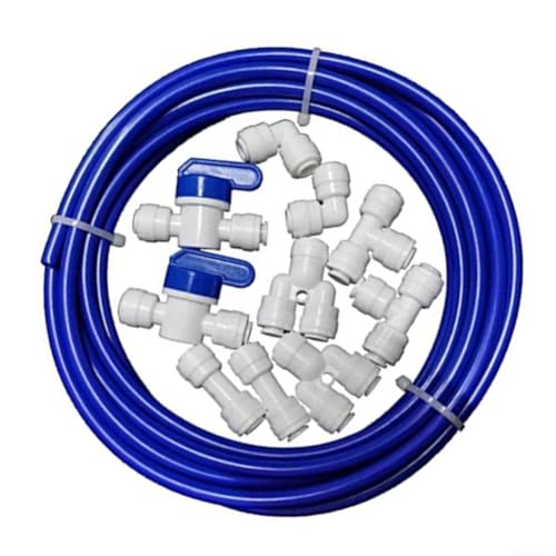 Belnotelt Kit de tubos de agua RO de 32 pies con 14 accesorios y 10 conectores rápidos, juego de tubos de polietileno flexible para instalación de purificador de agua, fácil ajuste