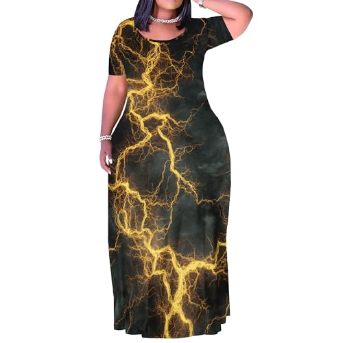 Image of SUZONANA Plus Size Dresses for Women Summer Casual Maxi Dress Short Sleeve Loose Vacation Dress