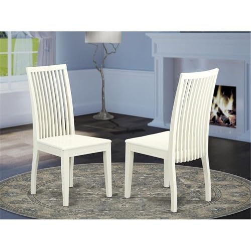 East West Furniture IPC-LWH-W Ipswich Dining Chairs - Slat Back Wood Seat Kitchen Chairs, Set of 2, Linen White by East West Furniture - Used condition - Image 2