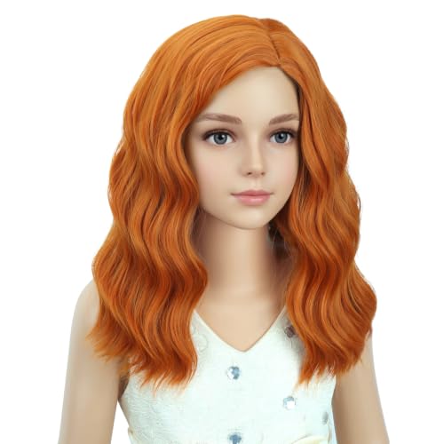 Image of PATTNIUM Kids Child Orange Wig Short Curly Orange Ginger Wig for Kids Dark Orange Wigs Synthetic Hair Girls Wigs (Dark Orange)
