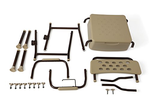 Medline Elements Bedside Commode, Infused With Microban Protection, Height Adjustable Seat And Arm Rests, Flat Lid Cover For Discreet Storage, 400 Lbs Weight Capacity, Microban, 1 Count #TOP4