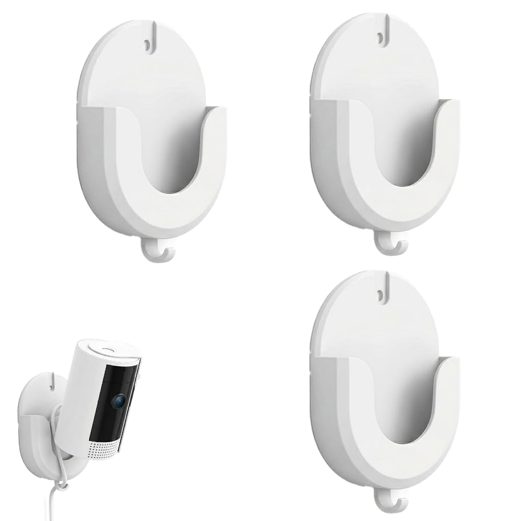 No Drill Ring Camera Wall Mount 3 Pack, Strong Adhesive Mount Stand for Ring Indoor Cam 1st & 2nd Gen, Blink Mini & Blink Outdoor, No Screws, Easy Stick-On Installation