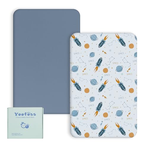 Yoofoss Juego de 2 Sábanas Bajeras Ajustables para Cuna de Bebé 70x140 cm Protector de Colchón Cubrecolchones Bebe Microfibra Suave y Transpirable para Cuna Sabanas Capazo Cubre Colchon
