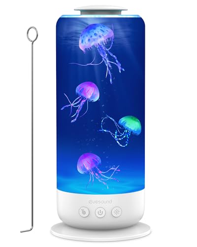 Eyesound Jellyfish Lamp - 7 Color Changing LED Tank Aquarium Light, Mood Lamp for Home Office Bedroom Decor, 2 Lighting Modes for Relax/Sleep, Gift for Kids Teens Adults