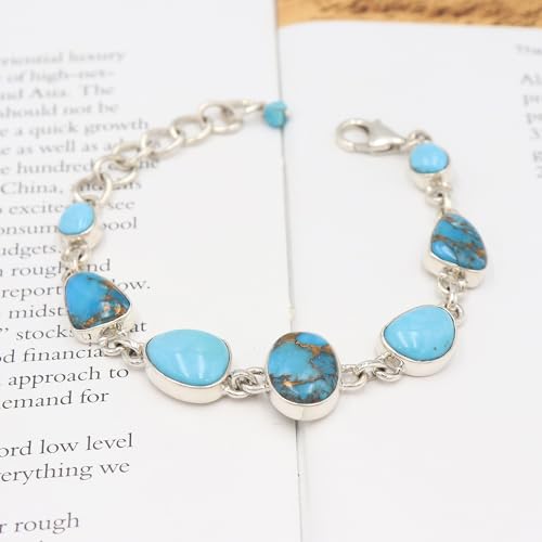 Bracelet en argent sterling et superbe turquoise véritable d'exception