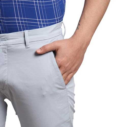 Image of Parx Men's Solid Pattern Lrt Cotton Blend Flat Front Casual Trouser