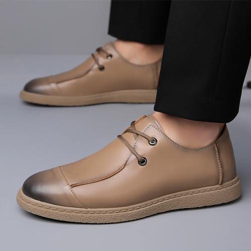 Men's Leather Lace Up Oxford Shoes,Fashion Business Casual Flat Dress Shoes Comfortable Slip On Walking Shoes4
