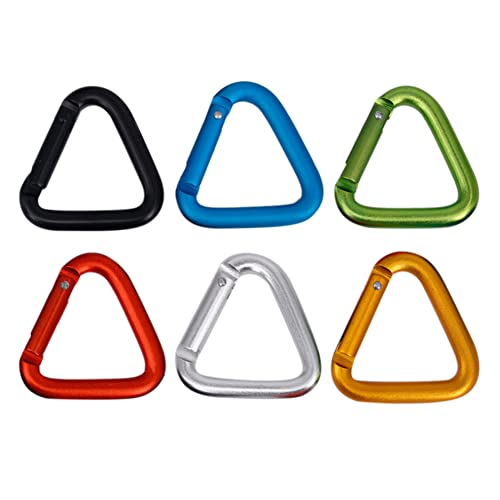 XIZONLIN 6Pcs Aluminum Alloy Outdoor Triangular Carabiner Locking Carabiner Clip Keychains for Backpack Water Bottle Camping Hiking Traveling Durable