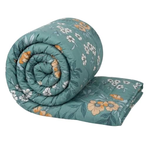 Image of Mafatlal 120 GSM Ultrasonic Microfiber Single Reversible AC Comforter | 90 x 60 Inches | Summer Kambal | Twin Bed Duvet | Ash Blue