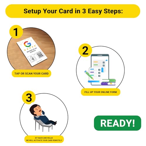 Pacote com 3 cartões NFC Google Reviews | 3 cartões Google Business Reviews | Placa de avaliação do