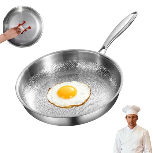 Tipanexi Titanium Pan Pro, sartenes de titanio para cocinar antiadherentes, resistentes a los arañazos, distribución uniforme del calor, adecuadas para uso diario en el hogar y cocina pequeña (sin