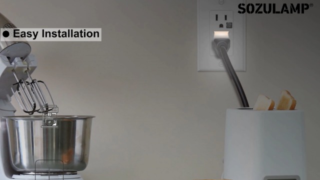 Image of SOZULAMP 15A Outlet with Night Light, TR, 4-Pack | Auto on /off nightlight. Glows through outlets. Shutters block objects. For halls, stairs, baths. Plates & 12-month warranty.