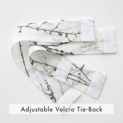 Miulee French Door Window Curtains Tree Branch Print Sheer Curtains Light Filtering Window Treatment For Front Door With Tieback With Tieback Rod Pocket 2 Panels 54 W X 72 L Inches Black #TOP5