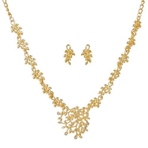 Estele Gehena Gold Plated Designer Necklace Set with Crystals for Women (B09J4N7XY3) Amazon Price History, Amazon Price Tracker