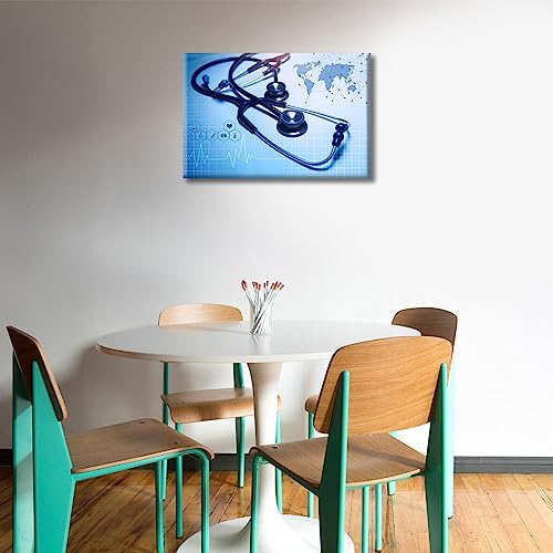 Image of TUMOVO Medical background Poster Wall Art Medical Decor Medical Pictures Bathroom Decor Wall Art 1 Panel Modern Artwork Print on Canvas Framed Ready to Hang (12 inch Wx18 H)
