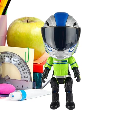Generico Mini casco de moto Héroe transformador, figura realista piloto, figura de acción móvil con juntas articuladas, juguete de colección para adorno de mesa para adultos y niños