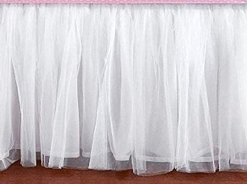 Twin XL 16 Inch Drop Ruffled White Tulle Bedskirt
