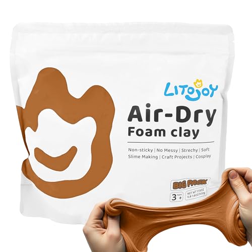 LitoJoy Soil Brown Air Dry Foam Clay - Modeling Soft Light Weight for School Supply Art Projects Deco Flower Mirror Cosplay Props Halloween Custom Slime Supplies- 1.1 Lbs / 500 Grams (Brown)