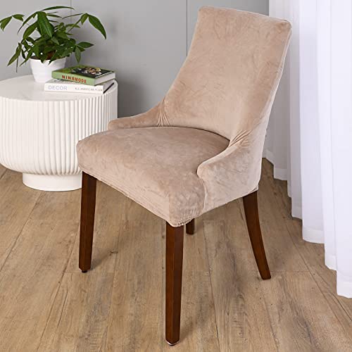 MINGPINHUIUS Velvet Wingback Chair Slipcover,Velvet Stretch Wingback Chair Cover,Sloping Arm Chair Protector Cover for Dining Room Banquet Home Decor Machine Washable Hand Washable (Color-1 - Image 3