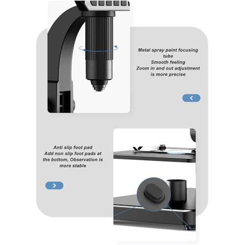 Image of 500X-2000X Dual Lens Digital Microscope 7 inch 1080P LCD with 10 Adjustable LEDs for Lab Medical Soldering and PC Use