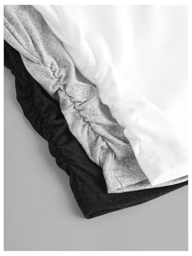 SOLY HUX Girl's Summer Short Sleeve Shirts 3 Packs Scoop Neck Ruched Tees Basic Shirt Tops3