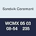 Sandvik Coromant WCMX 05 03 08-54 235 Carbide T-Max U Drilling Insert, Peripheral Insert Grade 235 for Stainless Materials, 5/16" Inscribed Circle (Pack of 10)